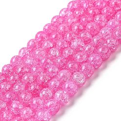 Violet Synthetic Crackle Quartz Beads Strands, Round, Dyed, Violet, 6mm, Hole: 1mm, about 66pcs/strand, 15.7 inch