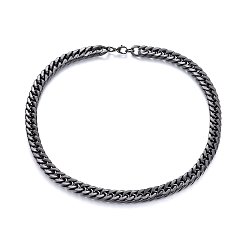 Gunmetal 304 Stainless Steel Curb Chain Necklaces, with Lobster Claw Clasps, Gunmetal, 23.62 inch(60cm), 12mm