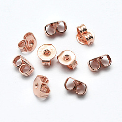 Rose Gold Brass Ear Nuts, Friction Earring Backs for Stud Earrings, Rose Gold, 5x4x2.5mm, Hole: 0.8mm