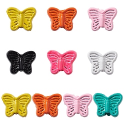 Mixed Color Spray Painted Alloy Beads, Butterfly, Mixed Color, 5x6.5x3mm, Hole: 1.2mm
