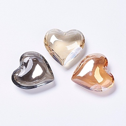 Mixed Color Glass Pendants, Heart, Mixed Color, 42x43.5x15mm, Hole: 2mm