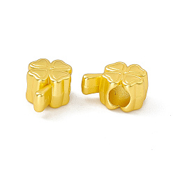 Matte Gold Color Rack Plating Alloy European Beads, Cadmium Free & Lead Free & Nickle Free, Large Hole Beads, Clover, Matte Gold Color, 13.5x9x7mm, Hole: 4.5mm