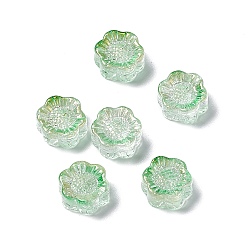 Vert Mer Moyen Des perles de verre électrolytique, une feuille d'or, tournesol, pour la fabrication de bijoux, vert de mer moyen, 12.5x11.5x6mm, Trou: 1mm
