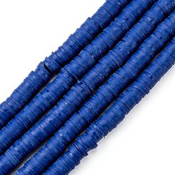 Azul Hechos a mano de los granos de la arcilla del polímero hebras, para suministros de manualidades de joyería diy, perlas heishi, disco / plano y redondo, azul, 6x0.5~1 mm, agujero: 1.8 mm, sobre 290~320 unidades / cadena, 15.75 pulgada ~ 16.14 pulgada (40~41 cm)
