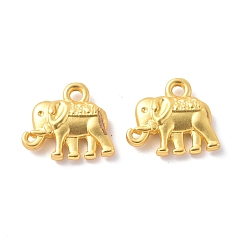 Matte Gold Color Rack Plating Alloy Charms, Cadmium Free & Lead Free & Nickle Free, Elephant Charm, Matte Gold Color, 12x14x3mm, Hole: 1.6mm