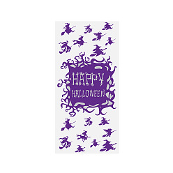 Фиолетовый 50прозрачный пластиковый пакет для конфет на Хэллоуин, хэллоуин угощение подарочный пакет сувениры для вечеринок, прямоугольник с узором ведьм, фиолетовые, 27x13x0.01 см