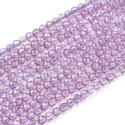 Lilas Chapelets de perles en verre, imitation quartz, facette, ronde, lilas, 2mm, Trou: 0.5mm, Environ 175 pcs/chapelet, 14.9 pouce (38 cm)