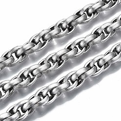 Stainless Steel Color 304 Stainless Steel Rope Chains, with Spool, Unwelded, Stainless Steel Color, 14x10.7x3.5mm, about 16.4 Feet(5m)/roll