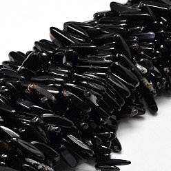 Black Agate Natural Black Agate Chip Beads Strands, Dyed & Heated, 8~30x5~12mm, Hole: 1mm, about 15.3 inch~15.7 inch