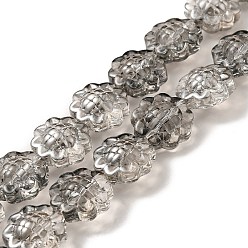 Gris Transparentes perles de verre de galvanoplastie brins, arc-en-ciel plaqué, tournesol, grises , 15x9mm, Trou: 1mm, Environ 44~45 pcs/chapelet, 25.20~25.98 pouce (64~66 cm)