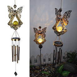 Angel & Fairy Iron Wind Chime with Solar Lights, for Garden Decorations, Angel & Fairy, 200x100mm