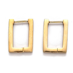 Золотой 304 прямоугольные серьги-кольца из нержавеющей стали., золотые, 17.5x12.5x3 мм, штифты : 1 мм