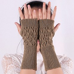 Коричневый Перчатки без пальцев для вязания пряжей из акрилового волокна, зимние теплые перчатки с отверстием для большого пальца, кофе, 210 мм