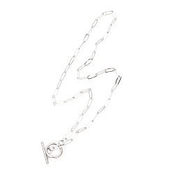 Color de Acero Inoxidable Unisex 304 collares de cadena con clip de acero inoxidable, con corchetes de la palanca, color acero inoxidable, 17.71 pulgada (45 cm)