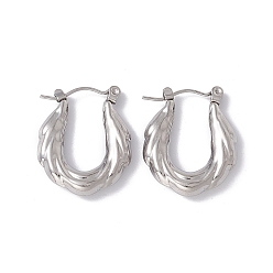 Stainless Steel Color 304 Stainless Steel Thick Hoop Earrings for Women, Stainless Steel Color, 23x18.5x4mm, Pin: 0.6mm