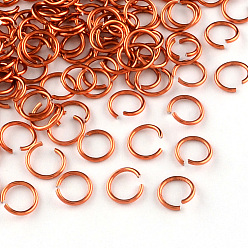 Orange Red Aluminum Wire Open Jump Rings, Orange Red, 20 Gauge, 6x0.8mm, Inner Diameter: 5mm, about 43000pcs/1000g