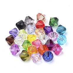 Mixed Color Transparent Acrylic Beads, Bicone, Mixed Color, 10x10mm, Hole: 2.5mm, about 1323pcs/500g