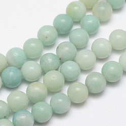 Amazonite Round Natural Amazonite Bead Strands, 10mm, Hole: 1mm, about 38pcs/strand, 16 inch