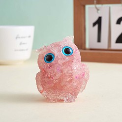 Pink Crystal Owl Figurine Collectible, Crystal Owl Glass Figurine, Crystal Owl Figurine Ornament, for Home Office Decor Gifts Owl Lovers, Pink, 60x51x43mm