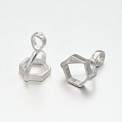 Platine Bails de capuchon de perle hexagonale en laiton, pour la fabrication de pendentifs de pierres précieuses, platine, 16.5x12x10mm, trou: 5x4 mm et 9x9 mm