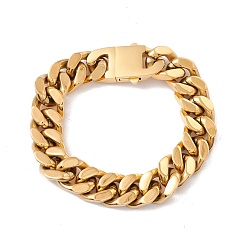 Oro Chapado en iones (ip) 304 pulsera de cadenas de bordillo de acero inoxidable para mujer, dorado, 8-5/8 pulgada (22 cm)