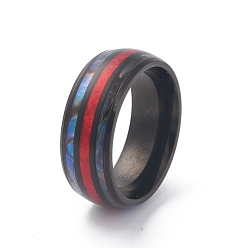 Red Ion Plating(IP) 304 Stainless Steel Paua Shell Cuff Ring for Women, Opal Wide Band Open Rings, Red, 8mm, Inner Diameter: US Size 7 1/4(17.5mm)