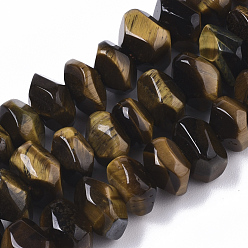 Tiger Eye Natural Tiger Eye Beads Strands, Nuggets, Faceted, 9.5~11x6~7mm, Hole: 1.2mm, about 30~32pcs/strand, 7.48 inch(19cm)