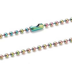 Rainbow Color Ионное покрытие (ip) 304 ожерелья из нержавеющей стали с шариковыми цепями, с разъемами мяч цепи, Радуга цветов, 23.62 дюйм (60 см), бусины : 1.6 мм