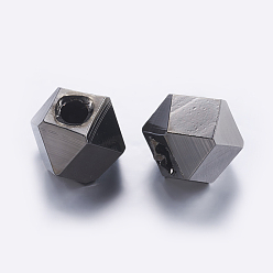 Черный Цвет Металла Латунные бусины, многоугольник, металлический черный , 10.5x10.5x8 мм, отверстие : 3 мм