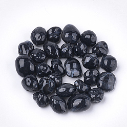 Noir Perles acryliques, style de pierres fines imitation, nuggets, noir, 10~18x9~13x7~11mm, Trou: 1.5mm