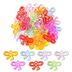 Mixed Color Transparent Acrylic Pendants, Bowknot Charms, Mixed Color, 24x33x5mm, Hole: 2.5mm