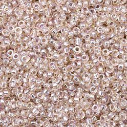 (RR1023) Silverlined Light Blush AB Perles rocailles miyuki rondes, perles de rocaille japonais, (rr 1023) blush clair argenté ab, 11/0, 2x1.3mm, trou: 0.8 mm, sur 1100 pcs / bouteille, 10 g / bouteille