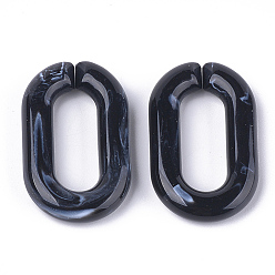 Noir Anneaux liant acrylique, connecteurs à liaison rapide, pour la fabrication de chaînes de bijoux, style de pierres fines imitation, ovale, noir, 38.5x23.5x6.5mm, trou: 24.5x9.5 mm, environ 140 pcs / 500 g
