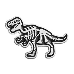 Black Cartoon Punk Style Alloy Enamel Pins, Dinosaur Skeleton Brooch for Halloween, Black, 29x19mm