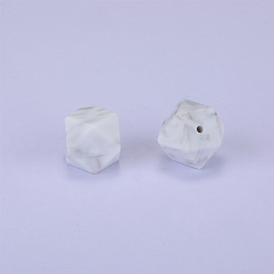 Blanco Cuentas de silicona hexagonales, masticar cuentas para mordedores, diy collares de enfermería haciendo, blanco, 23x17.5x23 mm, agujero: 2.5 mm