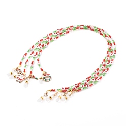 Mixed Color Christmas Theme, Kids Eyeglasses Chains, Neck Strap for Eyeglasses, with Acrylic Beads, Alloy Enamel Pendants and Rubber Loop Ends, Golden, Mixed Color, 21.06 inch(53.5cm)