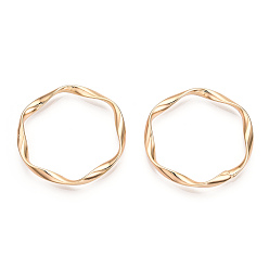 Real 18K Gold Plated Brass Linking Rings, Real 18K Gold Plated, Twisted Ring, 32.5x31x3mm