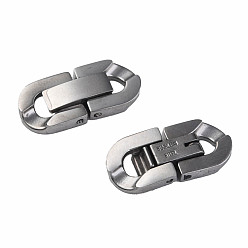 Stainless Steel Color 304 Stainless Steel Fold Over Clasps, Oval, Stainless Steel Color, 19x9x3mm, Hole: 2x3.5mm