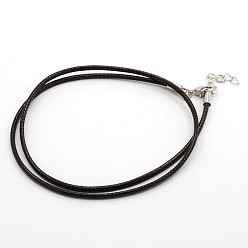 Черный Вощеный шнур ожерелье решений, с латунной когтя омара застежками и латунь хвостовых цепей, чёрные, 18 дюйм