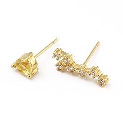 Taurus Cubic Zirconia Constellation Asymmetrical Earrings, Real 18K Gold Plated Brass Stud Earrings, Cadmium Free & Lead Free, Taurus, 6x16mm, 6x6mm, Pin: 0.7mm