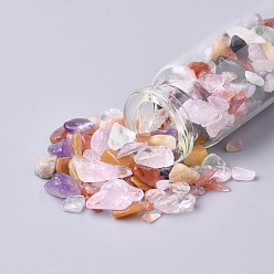 Pierre Mélangete Bouteille en verre qui souhaitent, pour la décoration de pendentif, avec des perles de copeaux de pierres précieuses à l'intérieur et un bouchon de liège, 22x71mm