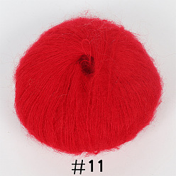 Red 25g Angora Mohair Wool Knitting Yarn, for Shawl Scarf Doll Crochet Supplies, Red, 1mm