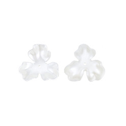 Creamy White 3-Petal ABS Plastic Imitation Pearl Bead Caps, Flower, Creamy White, 26x27.5~28.5x9mm, Hole: 1.5mm