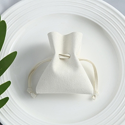 Humo Blanco Bolsas de microfibra imitación cuero, bolsa con cordón, Rectángulo, whitesmoke, 8x7 cm