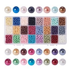 Couleur Mélangete Perles rondes en verre teinté écologique, couleur mixte, 8mm, Trou: 1.2~1.5mm, environ 30pcs / compartiment, 720 pcs / boîte
