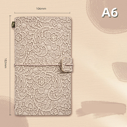 Tan A6 Retro Embossed Imitation Leather Journal Notebook, with 3 Style Paper Inside Page Pamphlet, Rectangle, Tan, 182x106mm, about 96 sheets/book