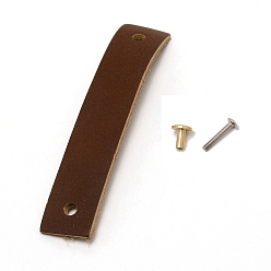 Coconut Brown Rectangle Leather Drawer Handles, with Iron Screw, Coconut Brown, 20x100x2mm