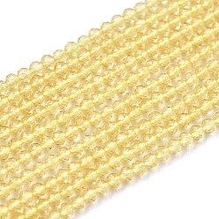 Jaune Verge D'or Chapelets de perles en verre, imitation quartz, facette, ronde, jaune verge d'or clair, 2mm, Trou: 0.5mm, Environ 175 pcs/chapelet, 14.9 pouce (38 cm)