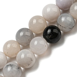 Natural Agate Natural Agate Beads Strands, Round, White and Black, 6mm, Hole: 0.6mm, about 64pcs/strand, 15.59''(39.6cm)