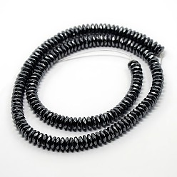 Noir Non-magnétiques perles d'hématite synthétique brins, facettes rondelle, noir, 6x3mm, Trou: 1mm, Environ 126 pcs/chapelet, 15.5 pouce